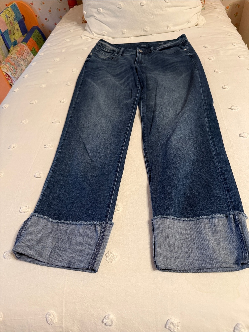 J.Jill Women’s Wide Cuff Dark Blue Jeans